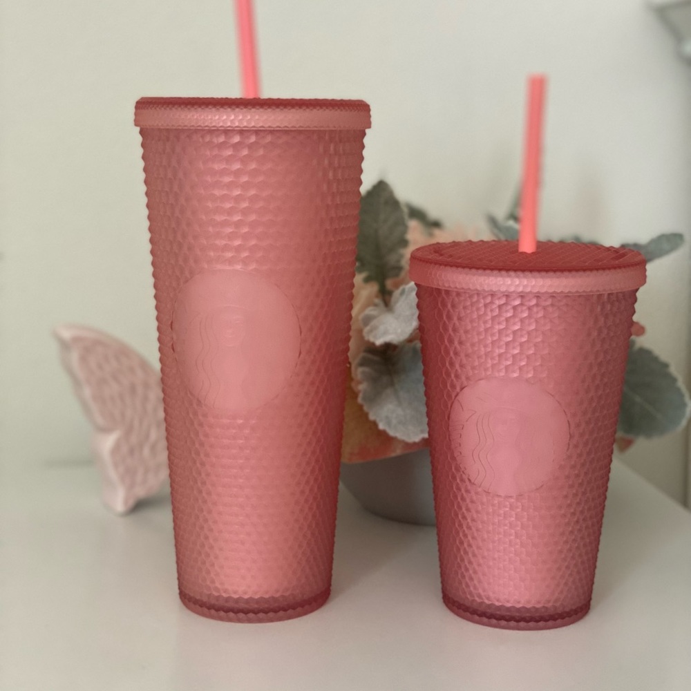 💗NEW SET🍋Starbucks 2022 Valentine Pink Lemonade Jelly Grande & Venti Studded